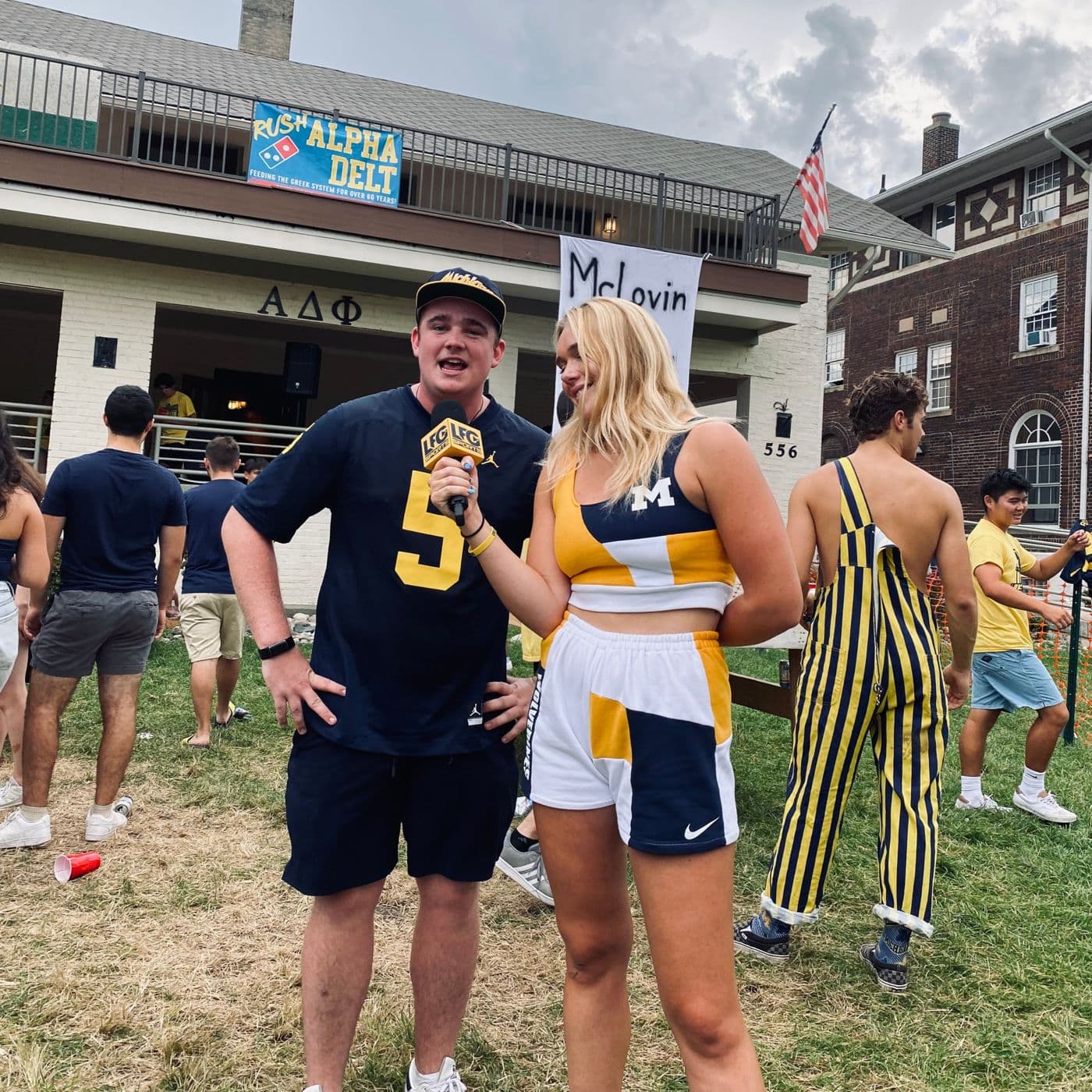 an lfg interview at a michigan game day party