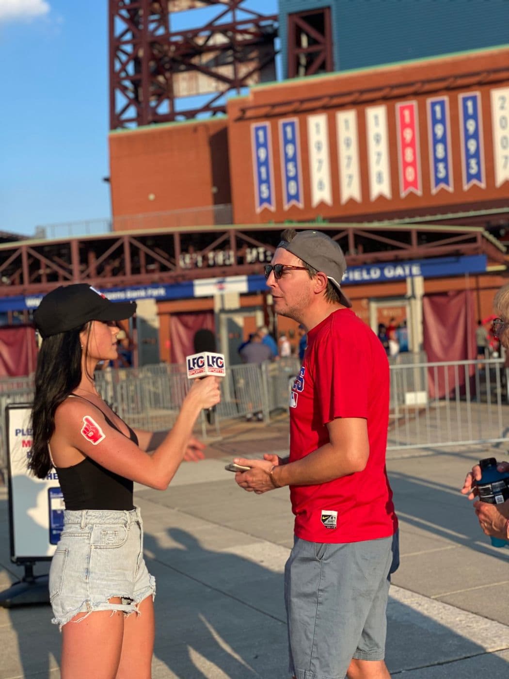 an lfg interview outside citizens bank park