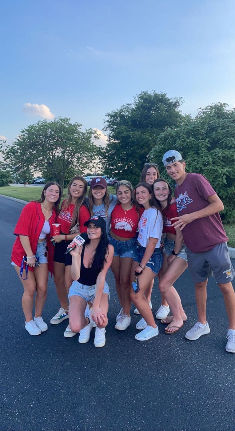 a crew of phillies fans with the lfg mic