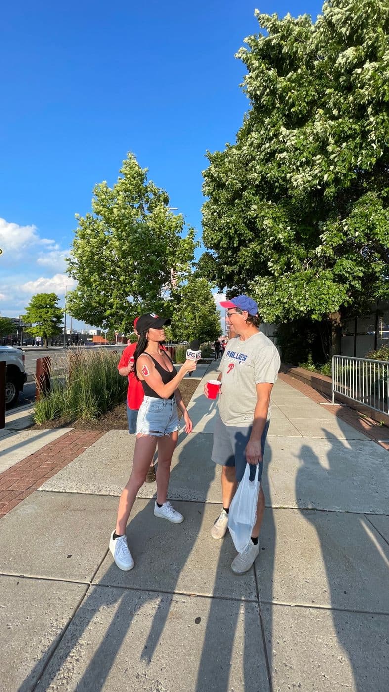 a phillies fan on the lfg mic outside the park