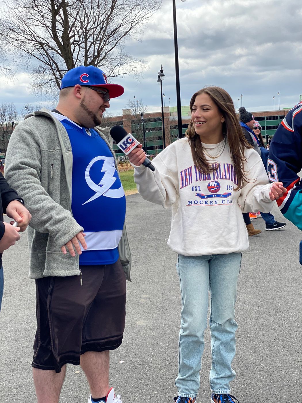 an lfg interview outside the islanders game