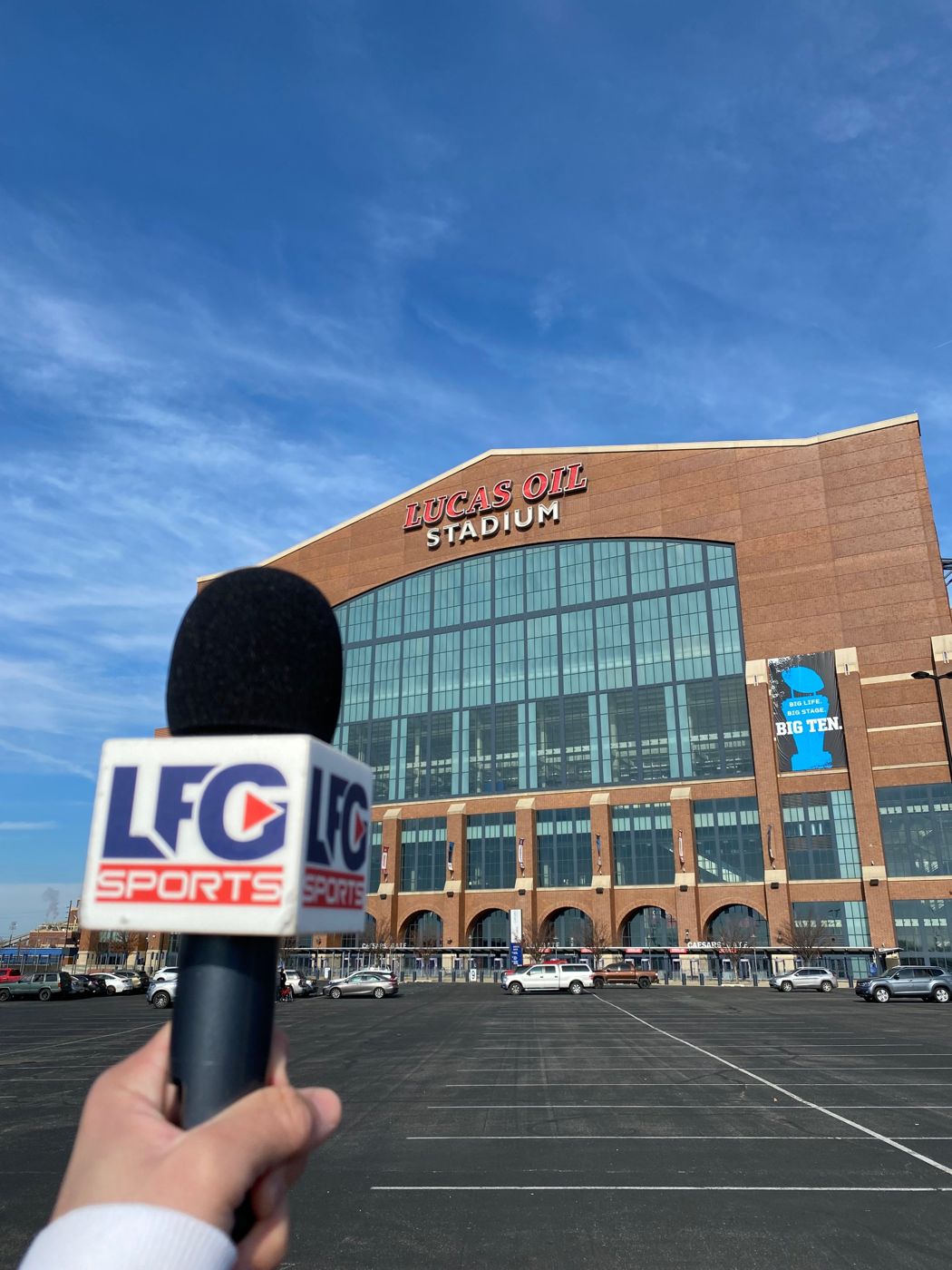 the lfg sports mic outside lucas oil stadium