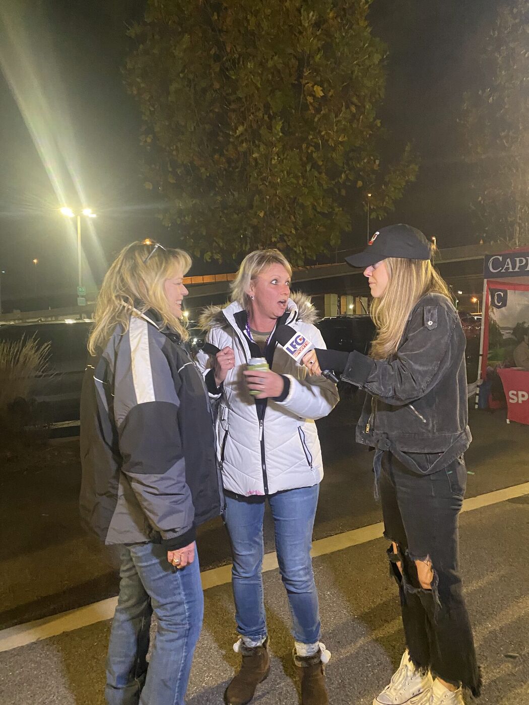an lfg interview at a night tailgate